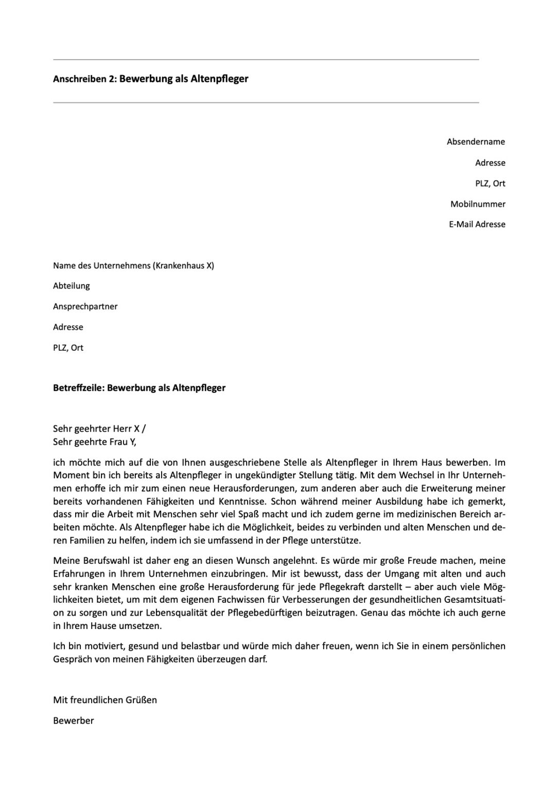 Bewerbung Altenpfleger Tipps und Vorlagen zum Download